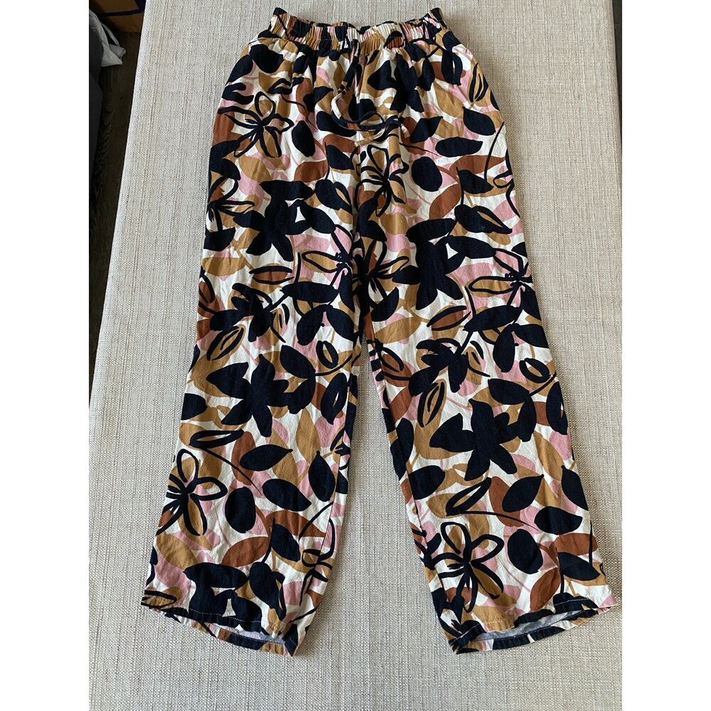 Tullea Floral Linen Blend Wide Leg Pants Size S